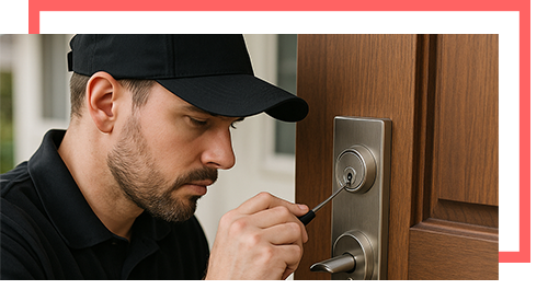 Locksmith installs new door lock at home