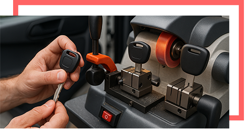 Duplicating ignition key with machine