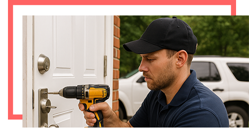 Locksmith repairing door lock in Lithia Springs GA